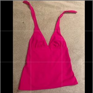 Old Navy Hot Pink Tie-Shoulder Tankini Top